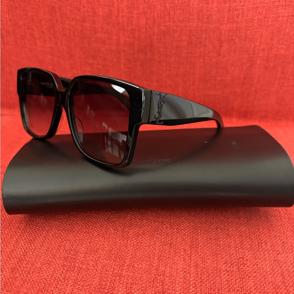 Yves Saint Laurent Glossy Black Sunglasses